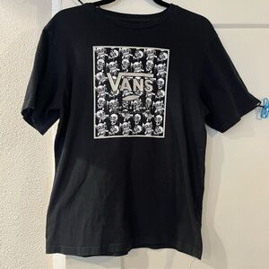 Vans Black and White Graphic Halloween Skull T-Shirt Boys Size XL (14+)